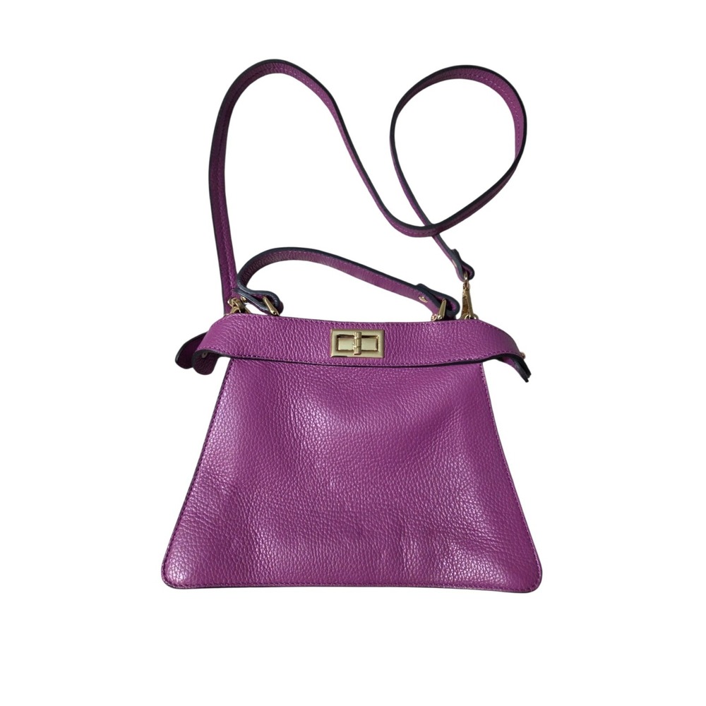 Borse En Pelle Magenta Genuine Leather Hand/Shoulder Bag Gold-Tone NWOT
